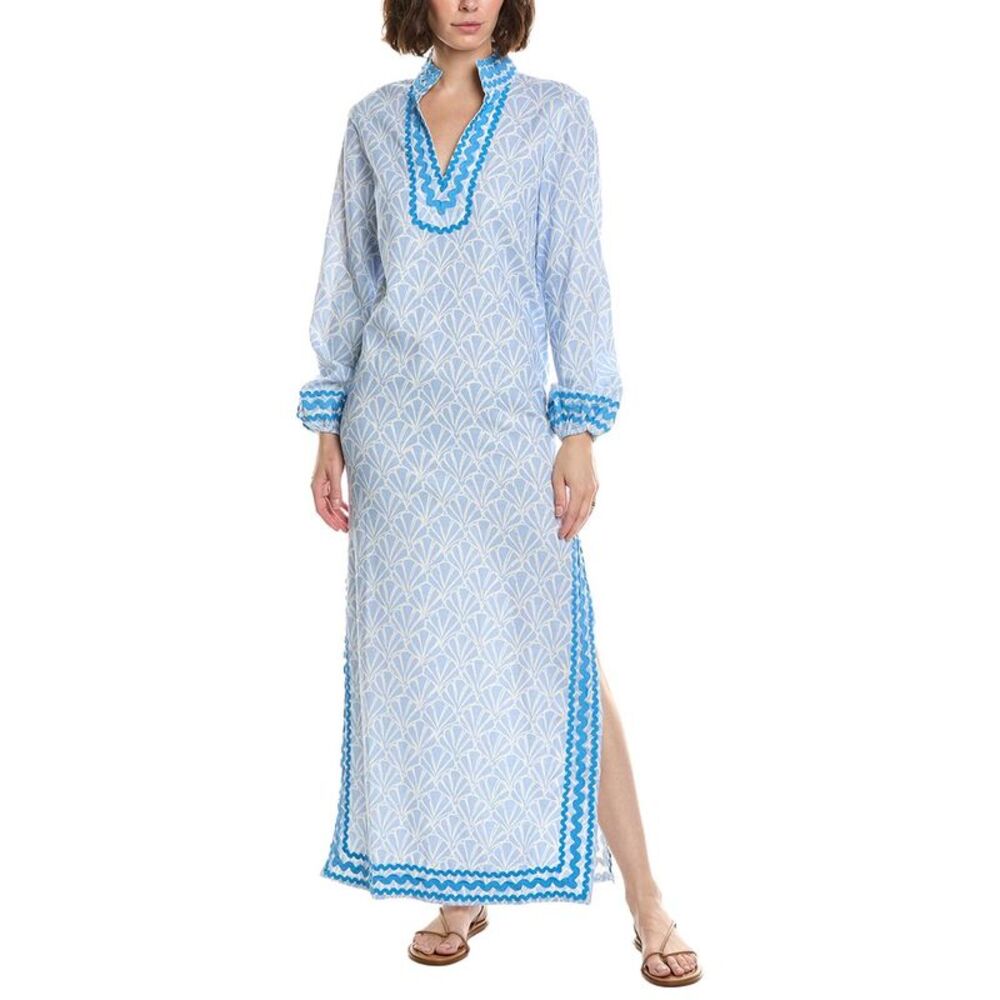 Sail To Sable Womens  Ric Rac Linen-Blend Caftan, Pink